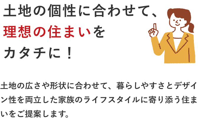 土地の個性に合わせて、理想の住まいをカタチに！