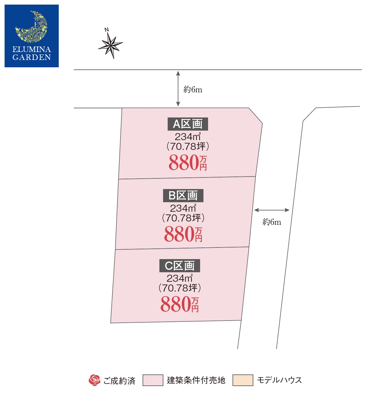 龍ヶ崎市緑町第1期（全3区画）区画図・販売状況