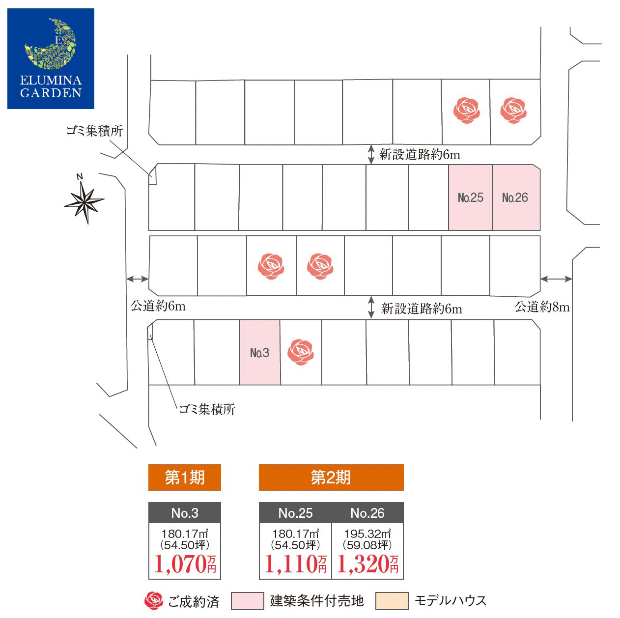 ひたちなか市大成町①② 全8区画区画図