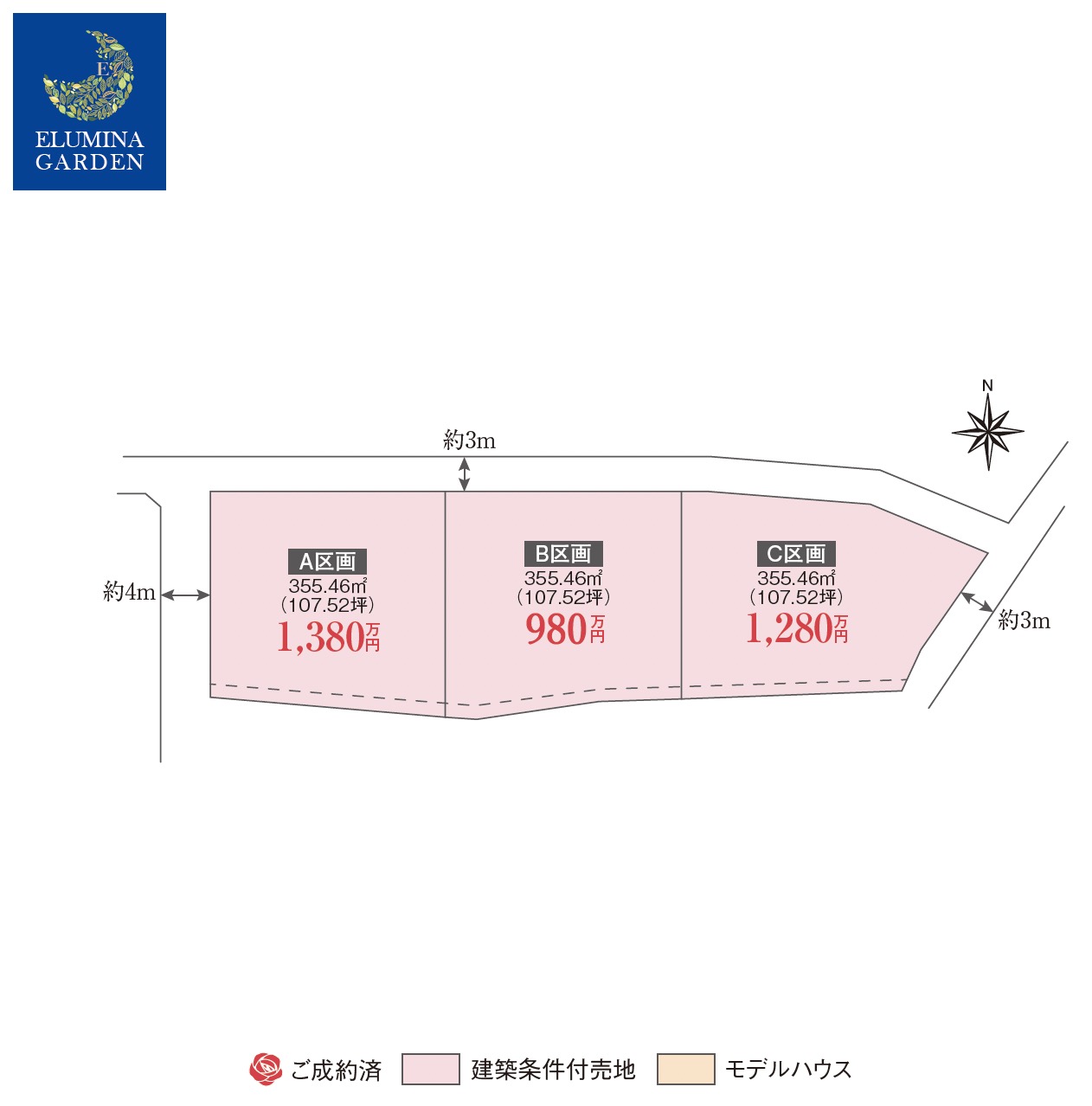 つくば市今鹿島（全3区画）区画図・販売状況
