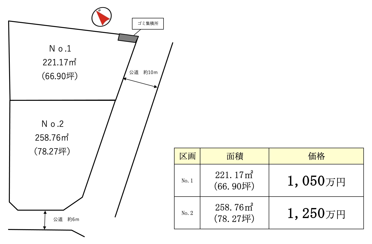 水戸市東前町第1期（全2区画）区画図・販売状況