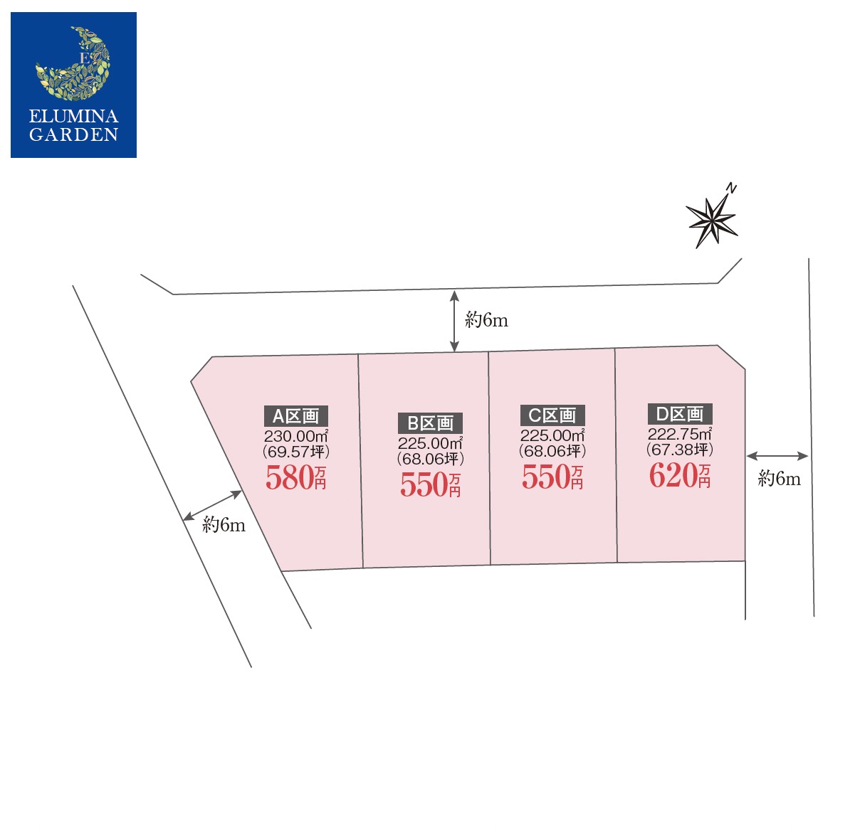 下妻市宗道第1期（全4区画）区画図・販売状況