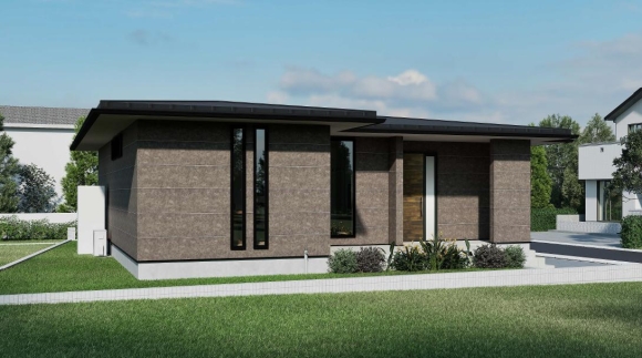 広いタイルデッキには大きな掃き出し窓が隣接。玄関まで屋根付きの広いポーチがご案内します。