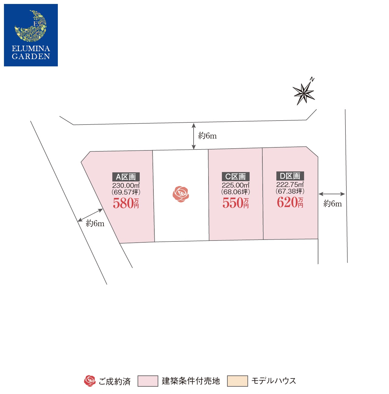 下妻市宗道第1期（全4区画）区画図・販売状況