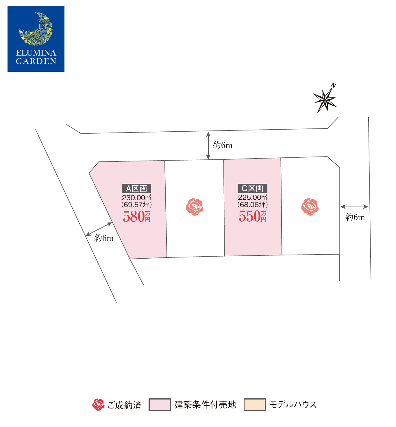 下妻市宗道第1期（全4区画）区画図・販売状況