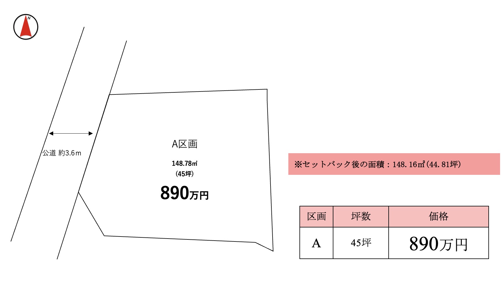 取手市寺田第１期（全1区画）区画図・販売状況