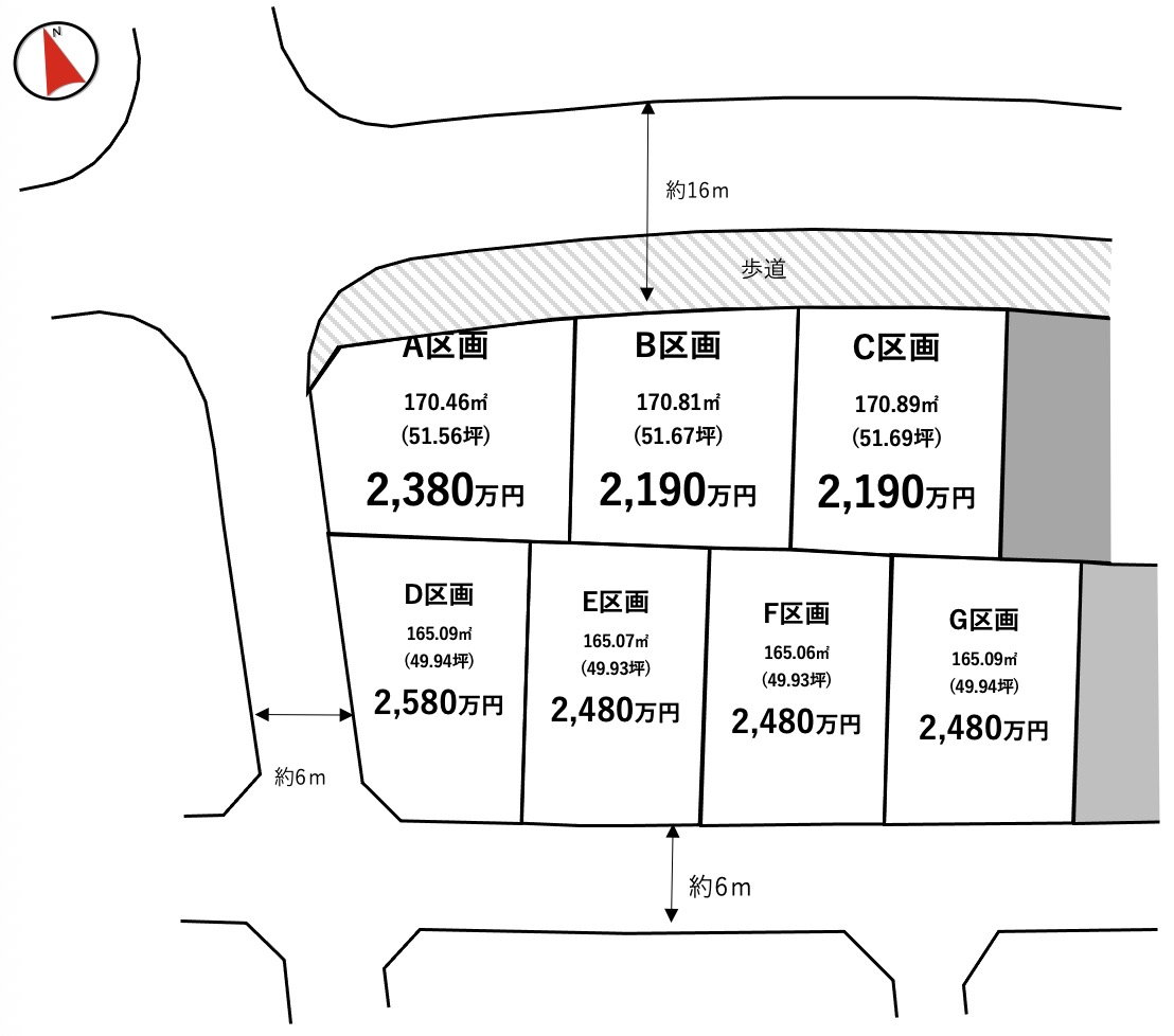 取手市ゆめみ野第１４期（全7区画）区画図・販売状況