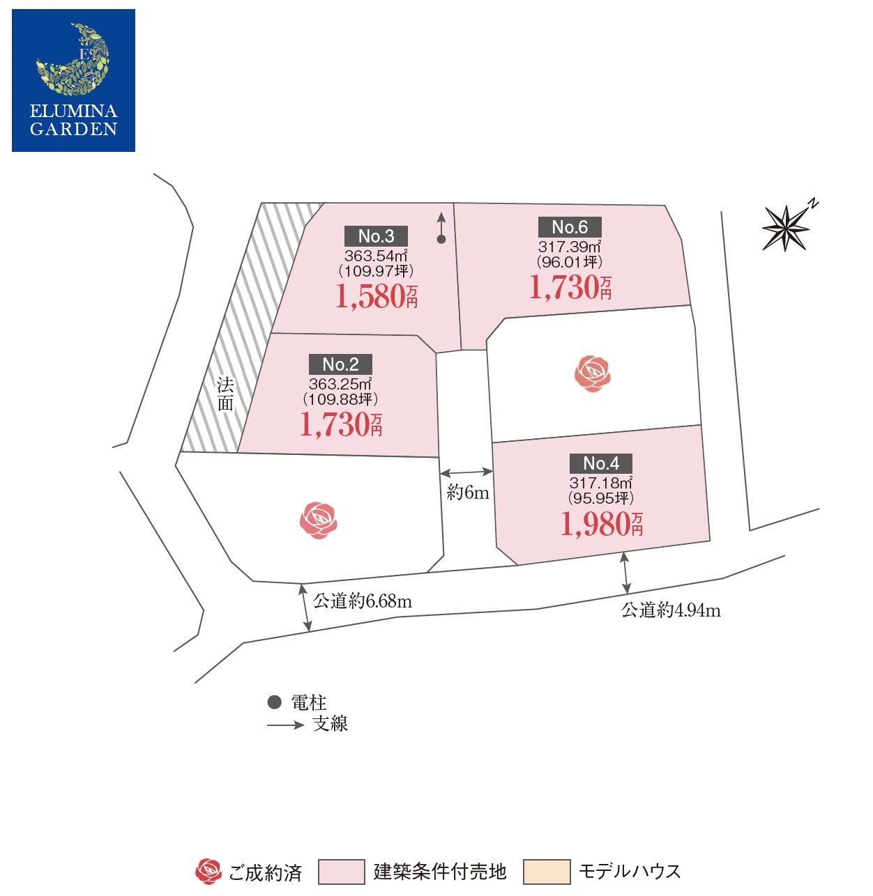 つくば市上ノ室第3期（全6区画）区画図・販売状況