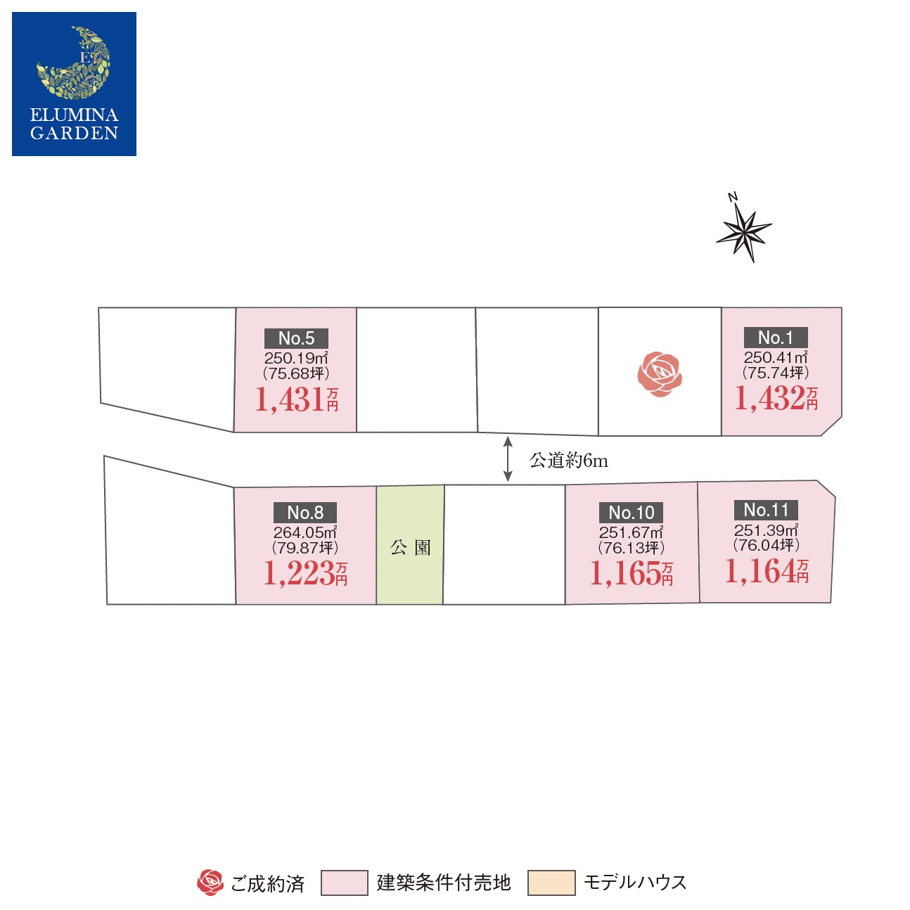 水戸市米沢町第２期（全6区画）区画図・販売状況