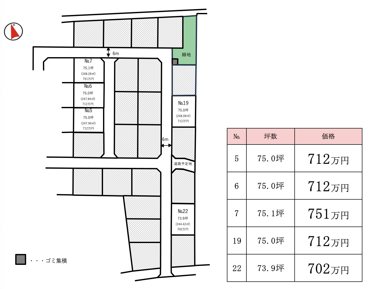 小美玉市羽鳥（全5区画）区画図・販売状況