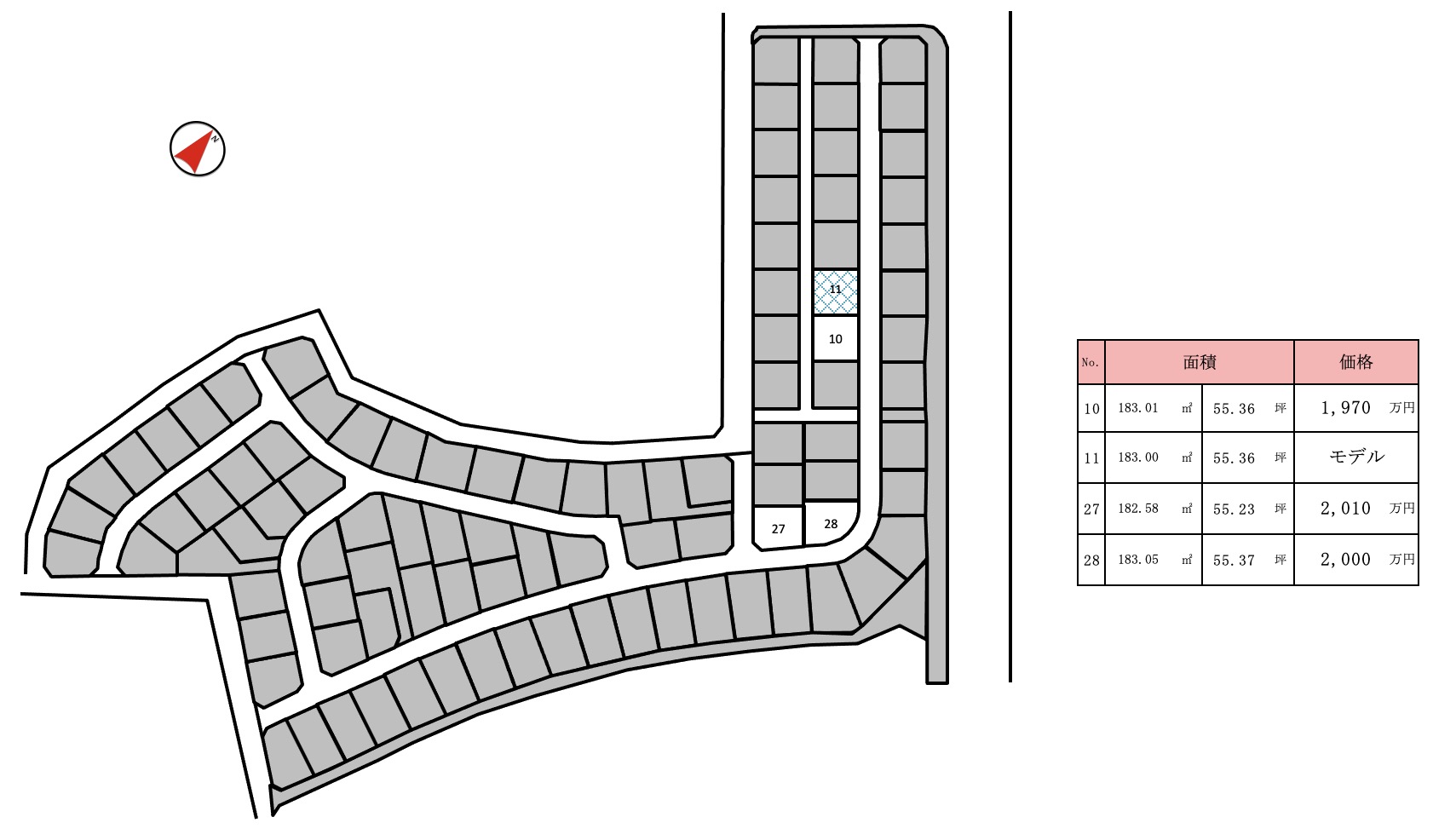 ＦＯＲＧＯＯＤつくば西（つくば市上河原崎第14期）全4区画区画図・販売状況