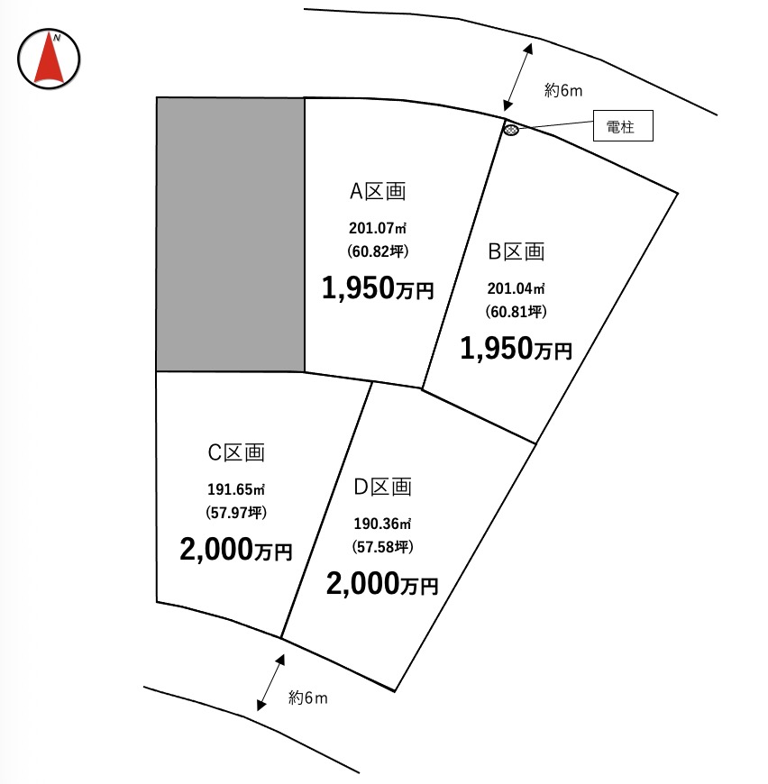 つくばみらい市絹の台第５期（全４区画）区画図・販売状況
